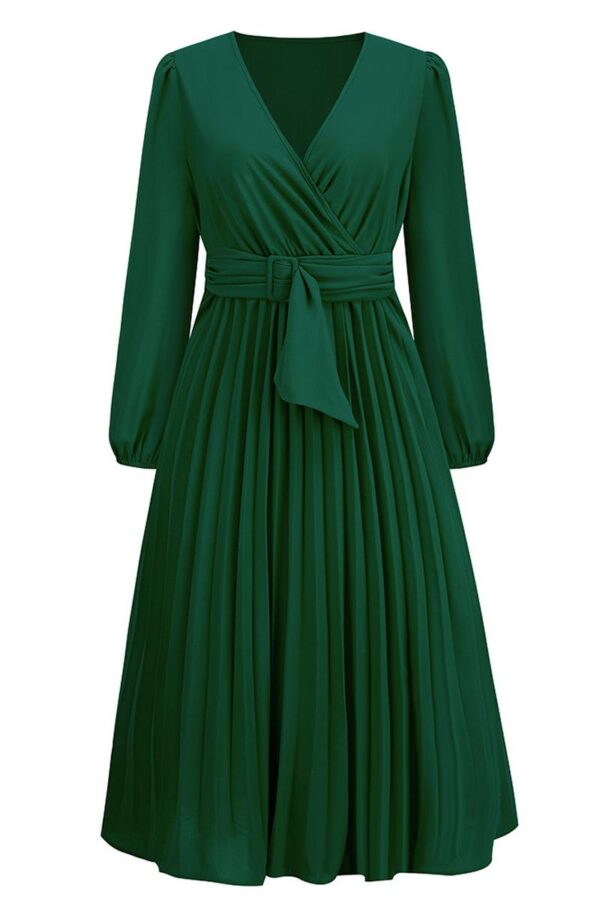 Pleated Belted Midi Dress - Image 2