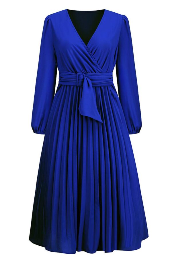 Pleated Belted Midi Dress - Image 5