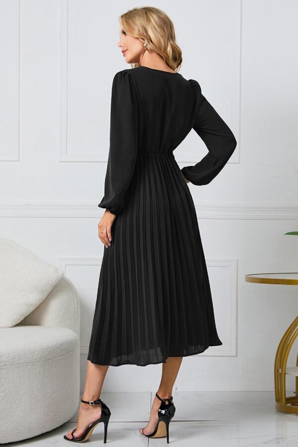 Pleated Belted Midi Dress - Image 11