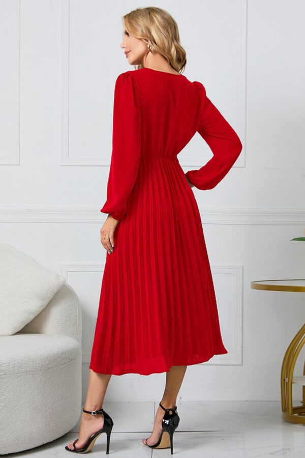 Pleated Belted Midi Dress - Image 13