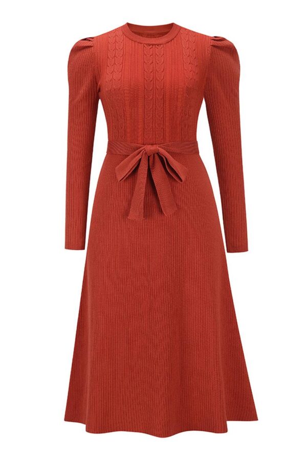 Puff Sleeve Knit Dress - Image 3