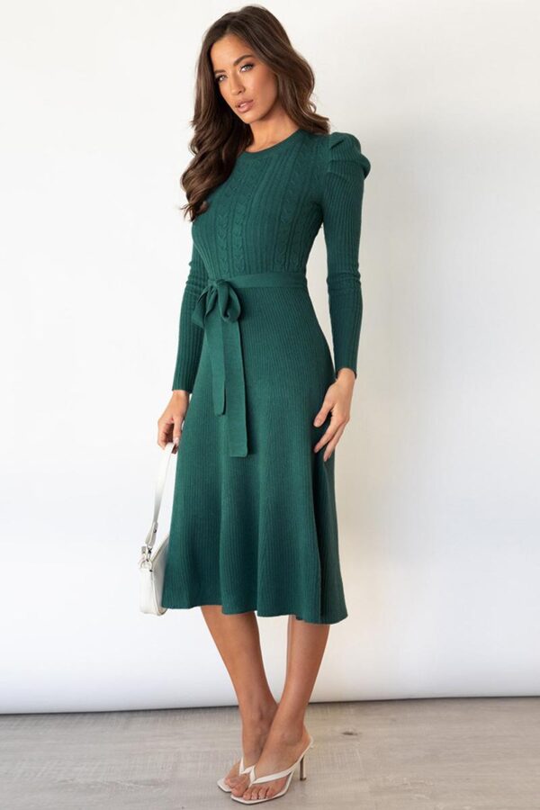 Puff Sleeve Knit Dress - Image 7