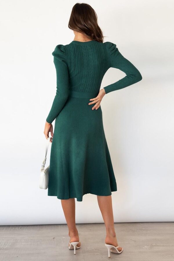 Puff Sleeve Knit Dress - Image 8