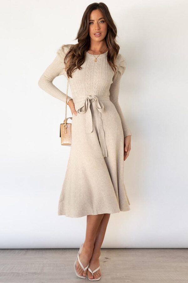 Puff Sleeve Knit Dress - Image 12