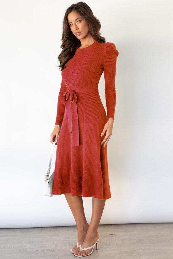 Puff Sleeve Knit Dress - Image 14