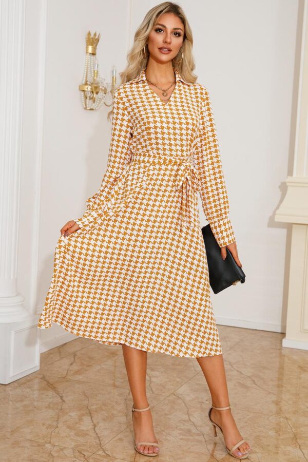 V-Neck Houndstooth Dress - Image 4