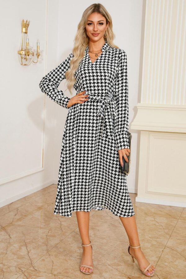 V-Neck Houndstooth Dress - Image 6