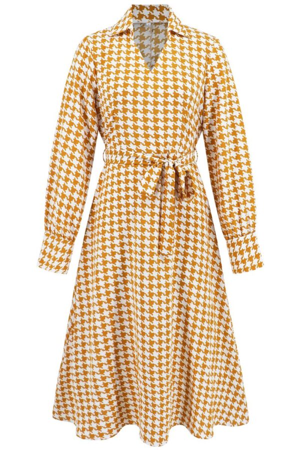 V-Neck Houndstooth Dress - Image 8