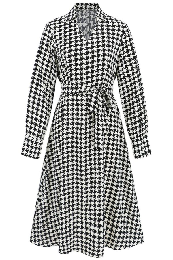 V-Neck Houndstooth Dress - Image 11