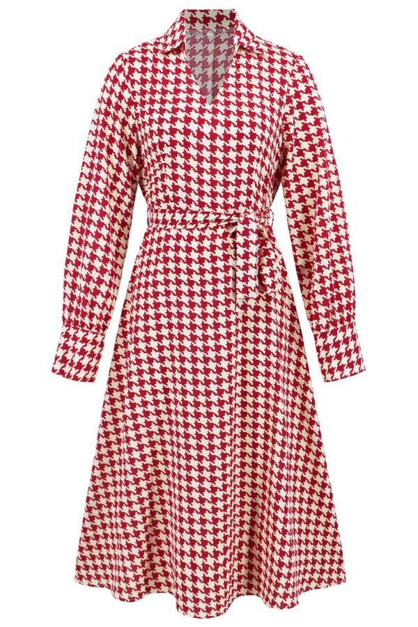 V-Neck Houndstooth Dress - Image 14