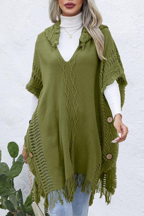 Hooded Knit Poncho Vest - Image 4