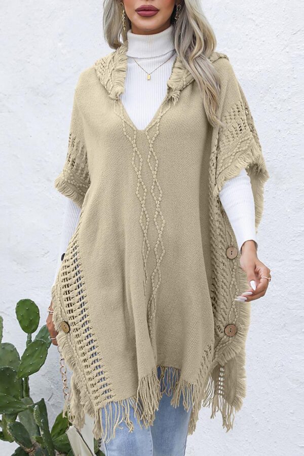 Hooded Knit Poncho Vest - Image 6