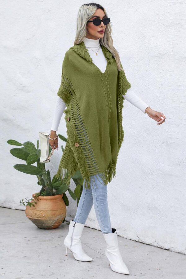 Hooded Knit Poncho Vest - Image 13