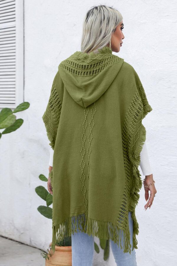 Hooded Knit Poncho Vest - Image 14