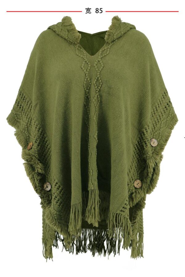 Hooded Knit Poncho Vest - Image 15