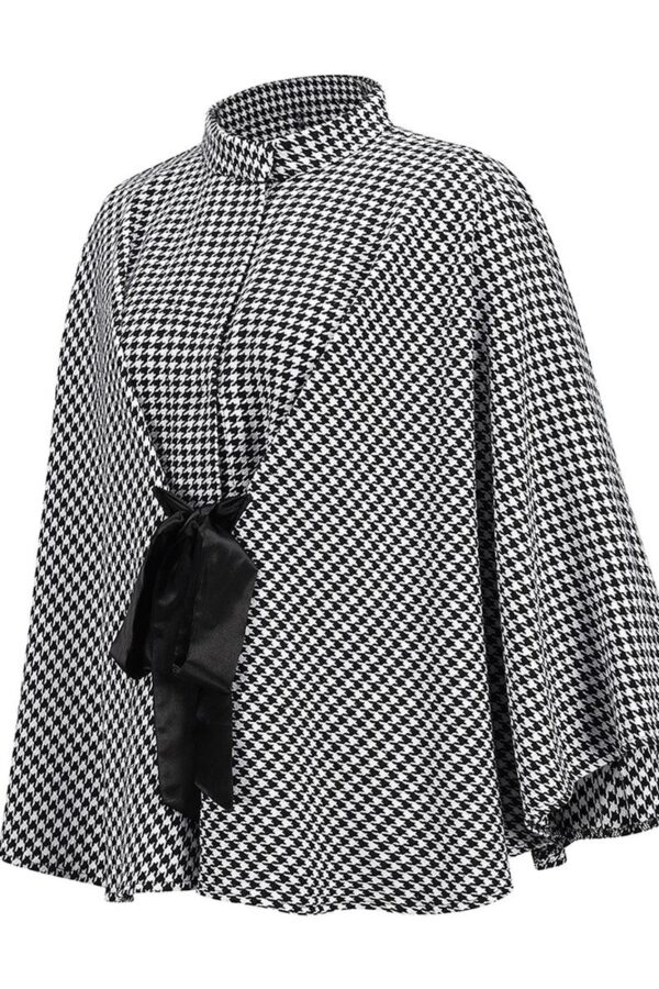 Houndstooth Wool Cape Coat - Image 5