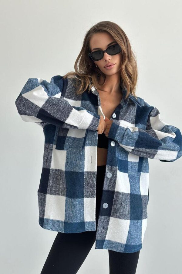 Plaid Button-Up Knit Cardigan