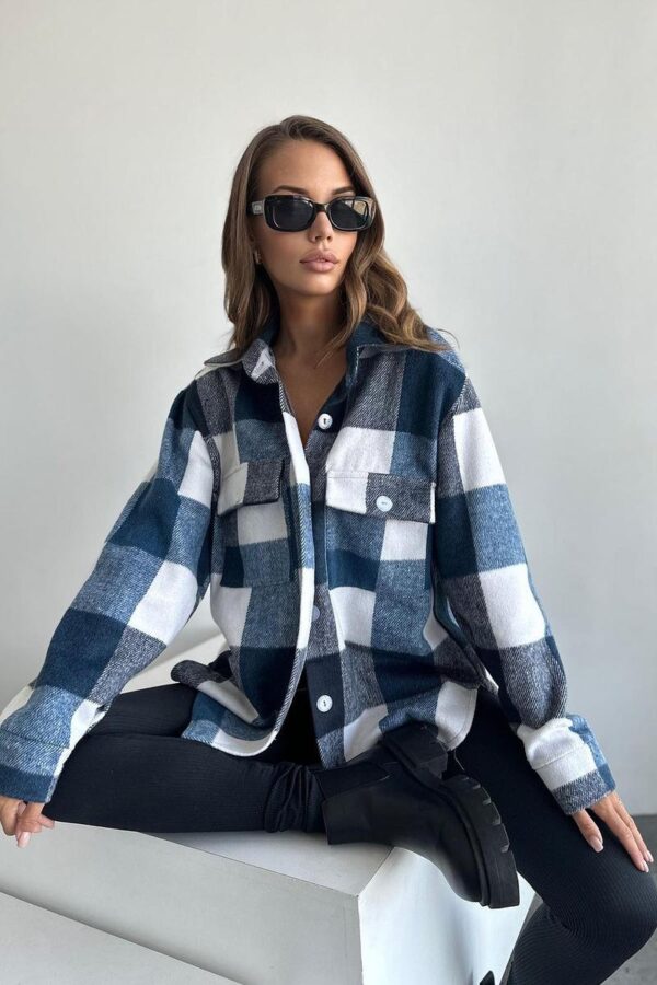 Plaid Button-Up Knit Cardigan - Image 9