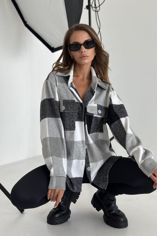 Plaid Button-Up Knit Cardigan - Image 13