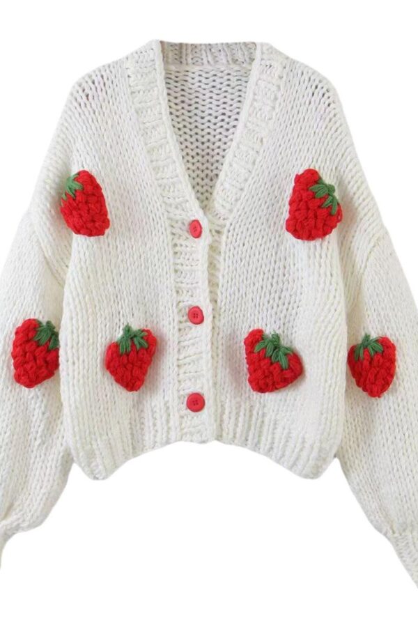 Strawberry Mohair Knit Cardigan - Image 5