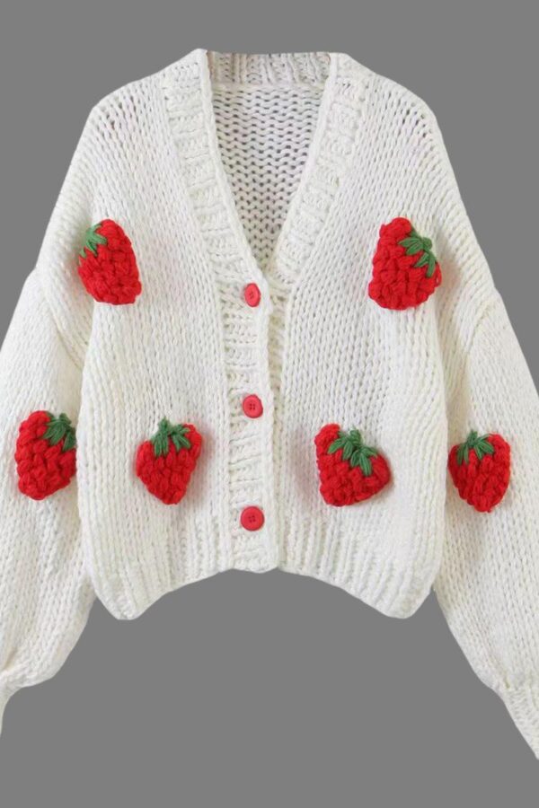 Strawberry Mohair Knit Cardigan - Image 6