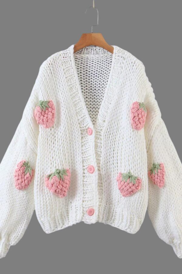 Strawberry Mohair Knit Cardigan - Image 7