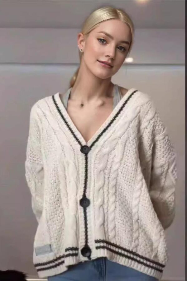 Single-Button Oversized Cardigan