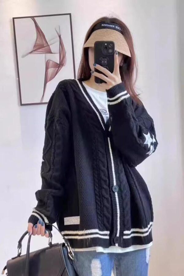 Single-Button Oversized Cardigan - Image 2