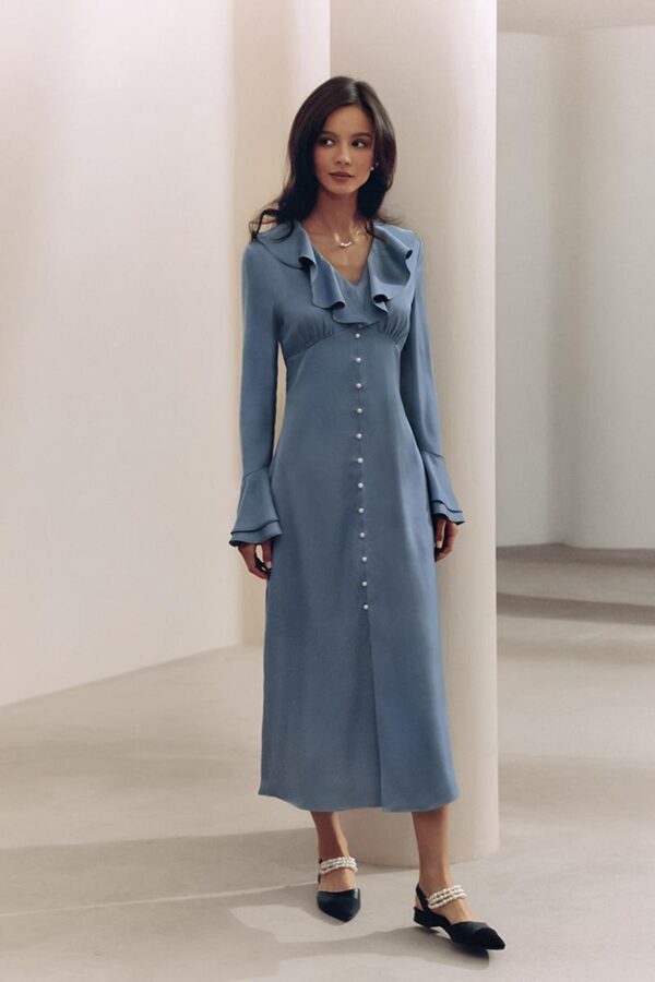 Satin Ruffled Hem Dress - Image 4