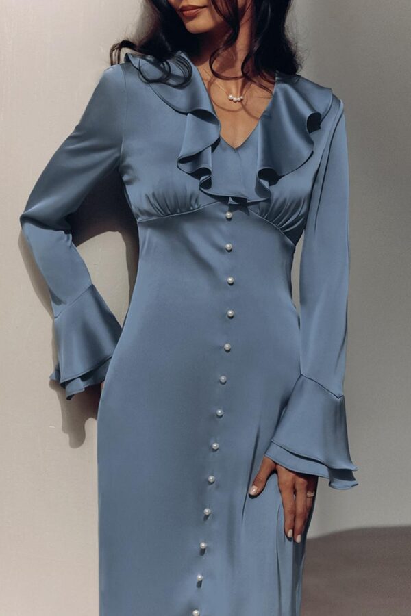 Satin Ruffled Hem Dress - Image 5