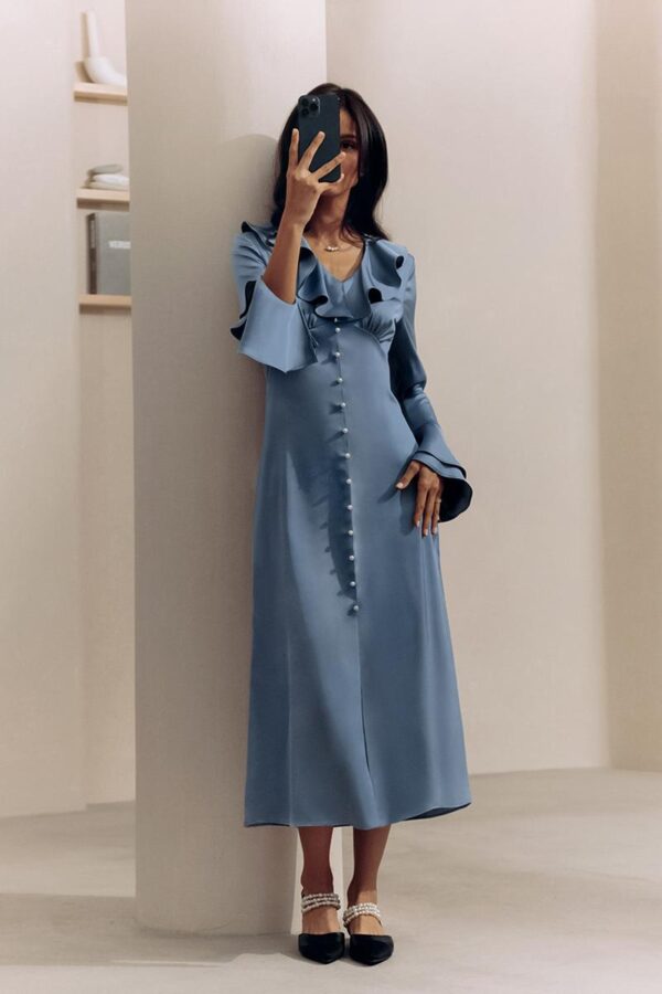 Satin Ruffled Hem Dress - Image 6