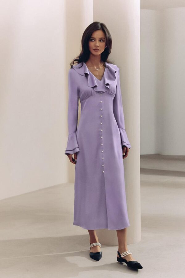 Satin Ruffled Hem Dress