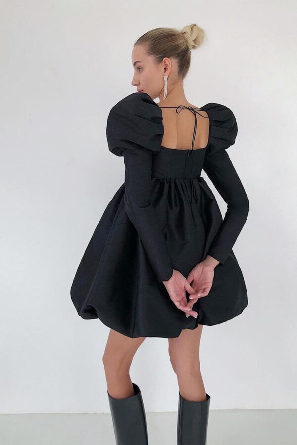 Satin Puff Sleeve Cocktail Dress - Image 8