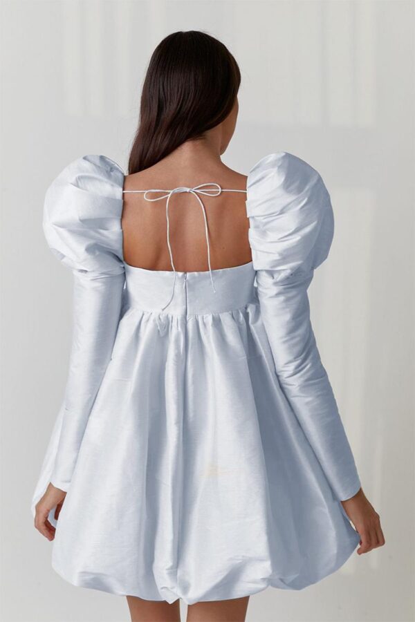 Satin Puff Sleeve Cocktail Dress - Image 14