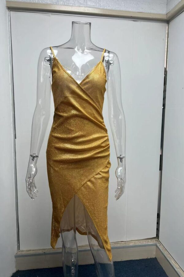 Glittering V-Neck Long Dress - Image 12