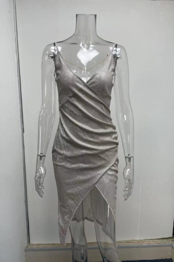 Glittering V-Neck Long Dress - Image 13