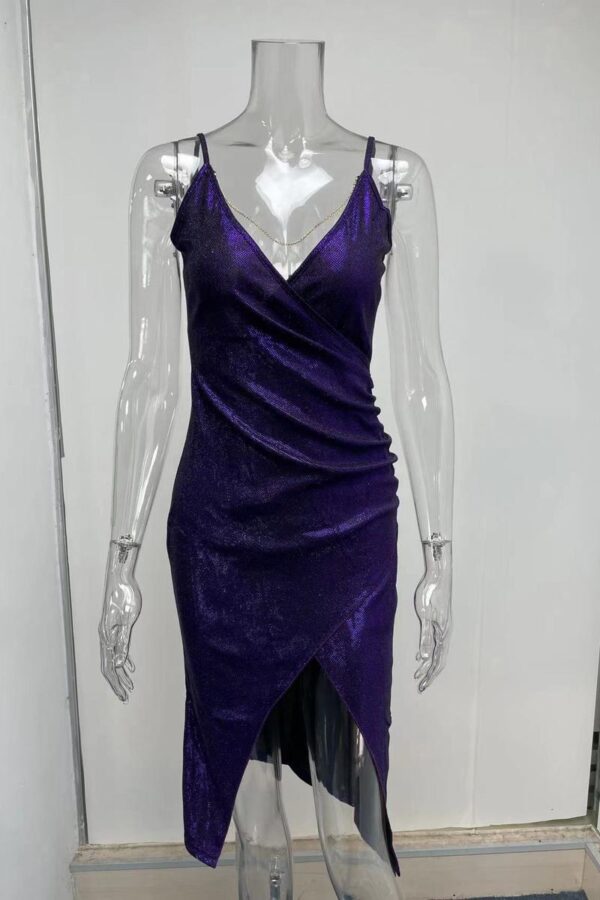 Glittering V-Neck Long Dress - Image 16