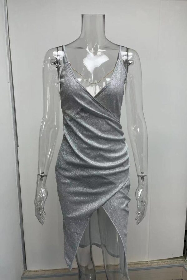 Glittering V-Neck Long Dress - Image 18