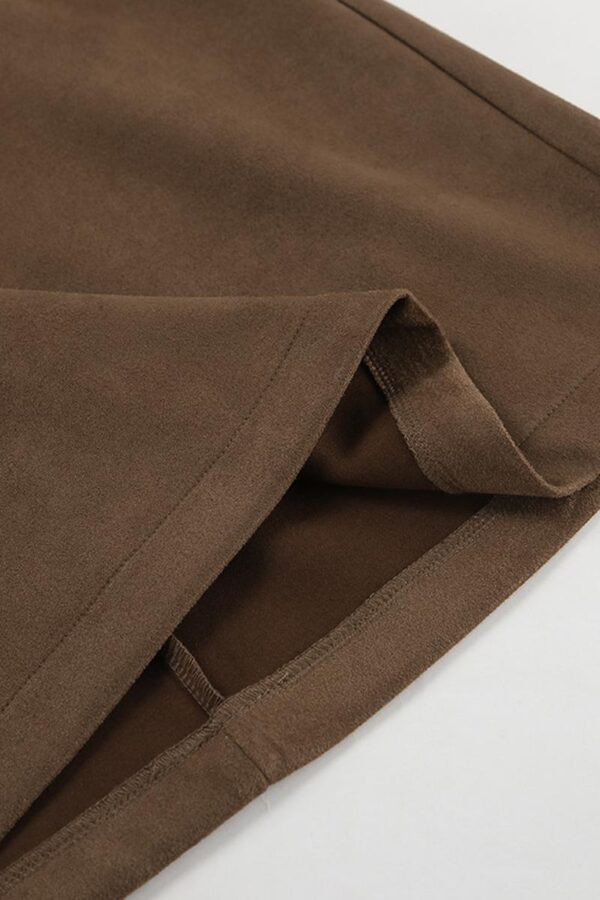 Suede Brown High-Rise Skirt - Image 2