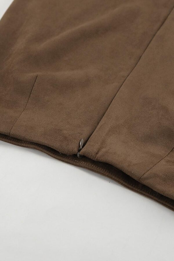 Suede Brown High-Rise Skirt - Image 3