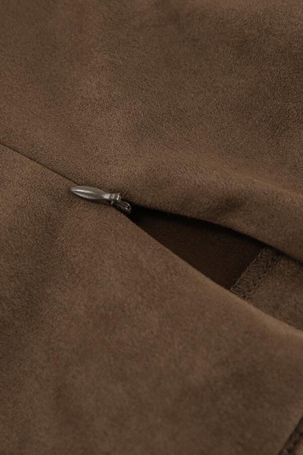 Suede Brown High-Rise Skirt - Image 5