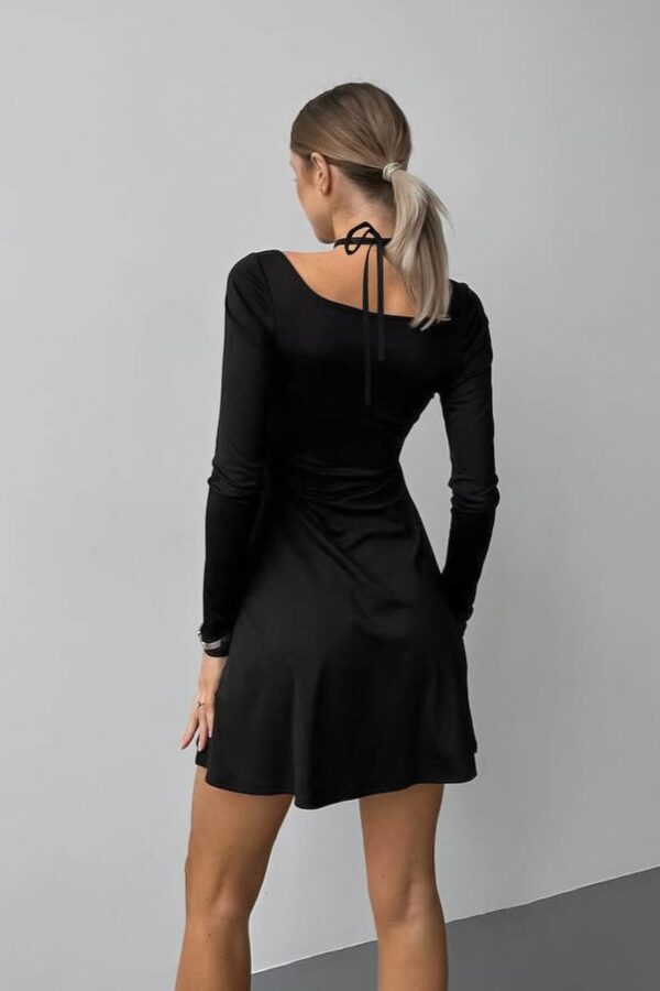 Black Knit Square Neck Dress - Image 13