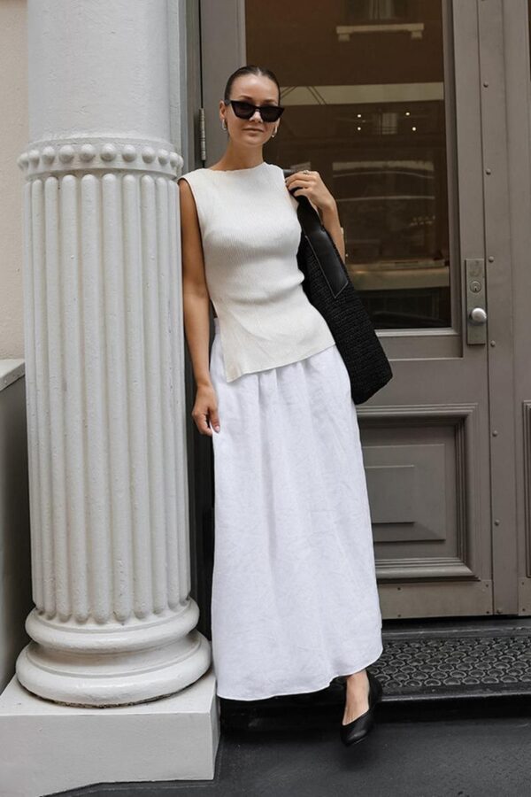 Cotton-Linen A-Line Skirt - Image 9