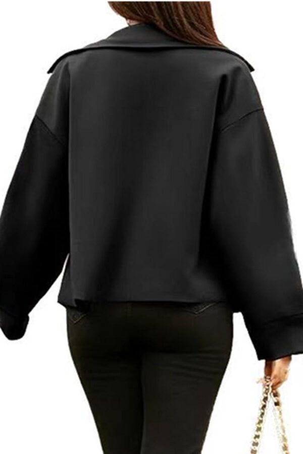 Cropped Buttoned Blazer Jacket - Image 4