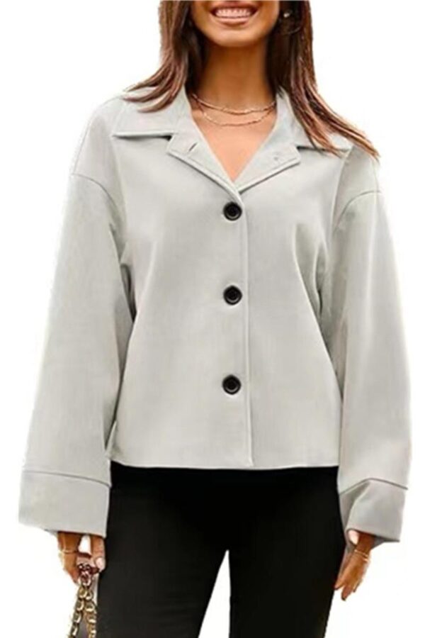 Cropped Buttoned Blazer Jacket - Image 5