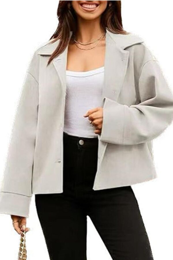 Cropped Buttoned Blazer Jacket - Image 6