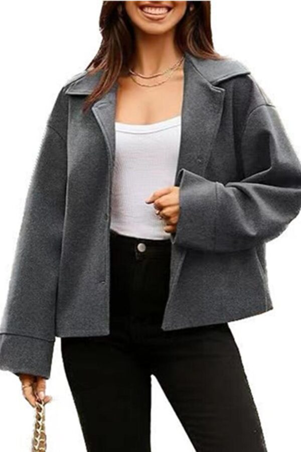 Cropped Buttoned Blazer Jacket - Image 8