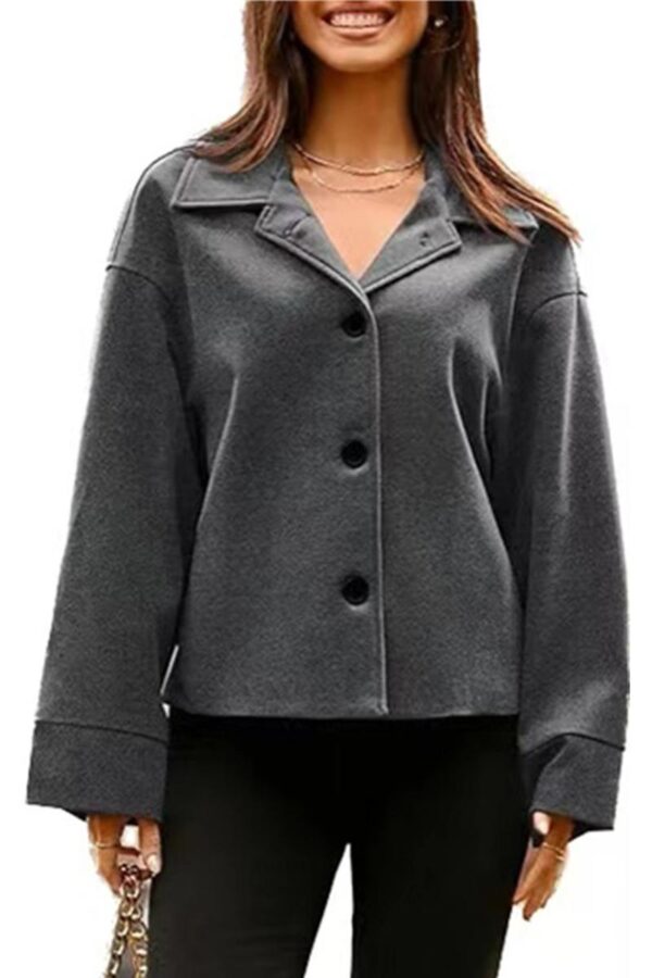 Cropped Buttoned Blazer Jacket - Image 9