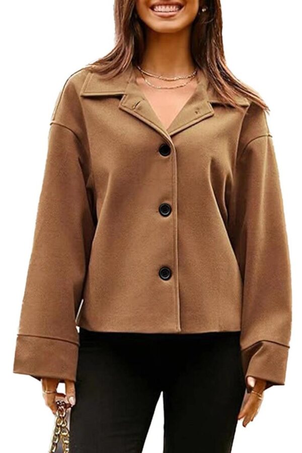 Cropped Buttoned Blazer Jacket - Image 11