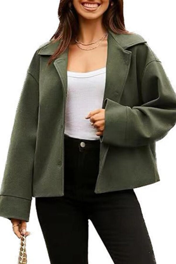 Cropped Buttoned Blazer Jacket - Image 14